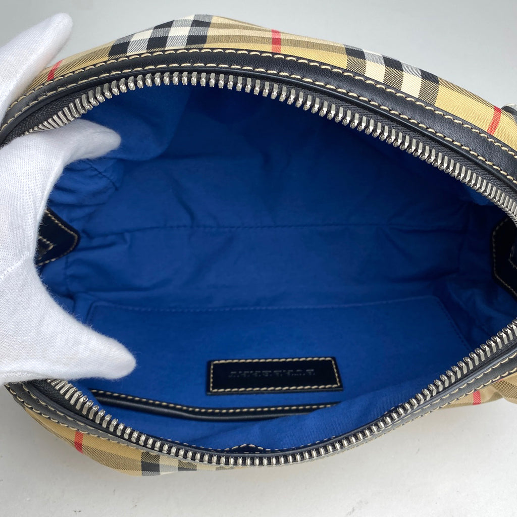バーバリー チェック柄 セカンドバッグ ハンドバッグ セカンドバッグ コットン ベージュ ブラック レディース 【中古】brbag