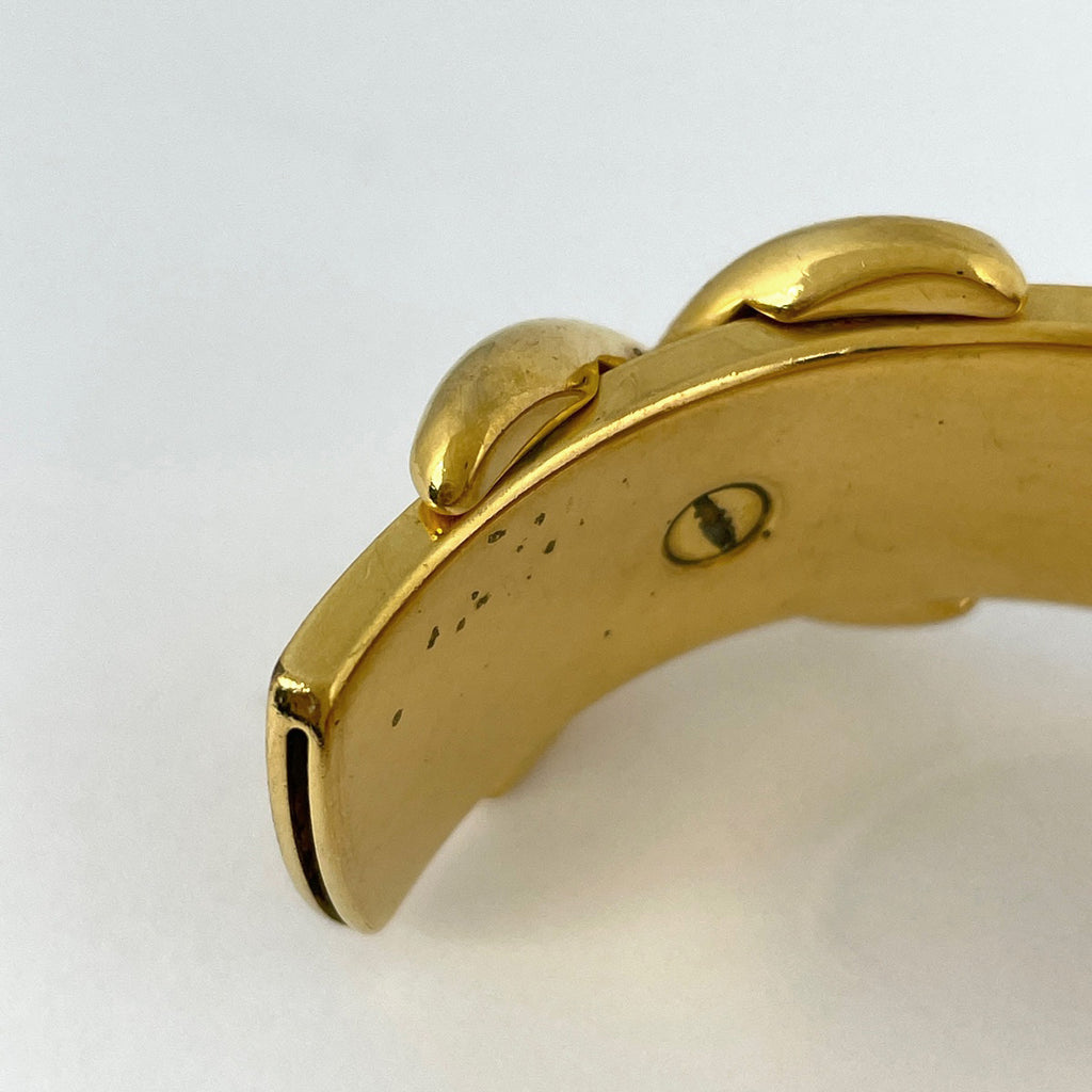 エルメス クロスモチーフ ヴィンテージ バングル 腕輪 バングル GP レザー ゴールド イエロー レディース 【中古】bracc