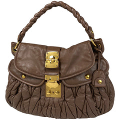 ミュウ ミュウ ロゴ ハンドバッグ マテラッセ 2WAY ショルダーバッグ ハンドバッグ レザー ブラウン レディース 【中古】brbag