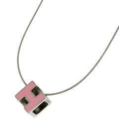 エルメス カージュドアッシュ Hキューブ ネックレス Hロゴ ネックレス シルバーメッキ シルバー ピンク レディース 【中古】bracc