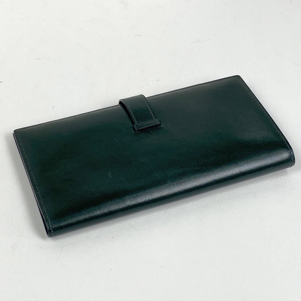 エルメス ベアン クラシック Hロゴ 長財布 ボックスカーフ ヴェールアングレ(グリーン) □D レディース 【中古】brbag