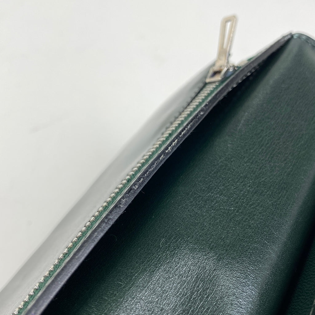 エルメス ベアン クラシック Hロゴ 長財布 ボックスカーフ ヴェールアングレ(グリーン) □D レディース 【中古】brbag