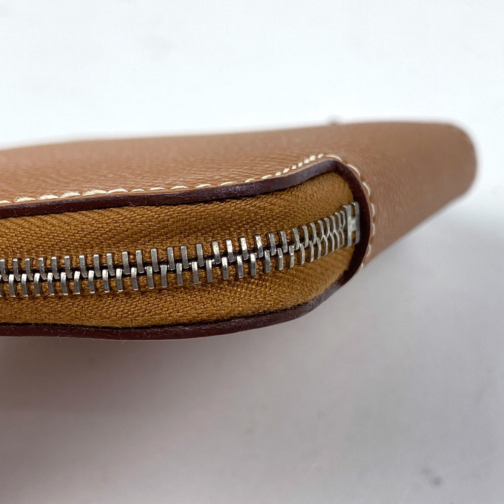 エルメス 二つ折り財布 ラウンドファスナー 二つ折り財布 レザー ゴールド □K レディース 【中古】brbag