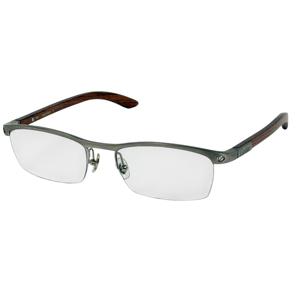 カルティエ ロゴ メガネ ウッドテンプル 眼鏡 メタル ブラウン レディース 【中古】brbag