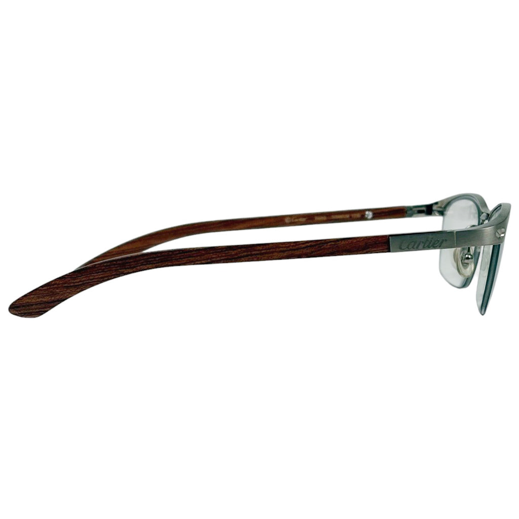 カルティエ ロゴ メガネ ウッドテンプル 眼鏡 メタル ブラウン レディース 【中古】brbag