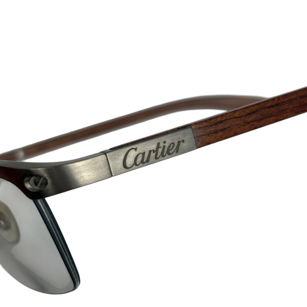 カルティエ ロゴ メガネ ウッドテンプル 眼鏡 メタル ブラウン レディース 【中古】brbag