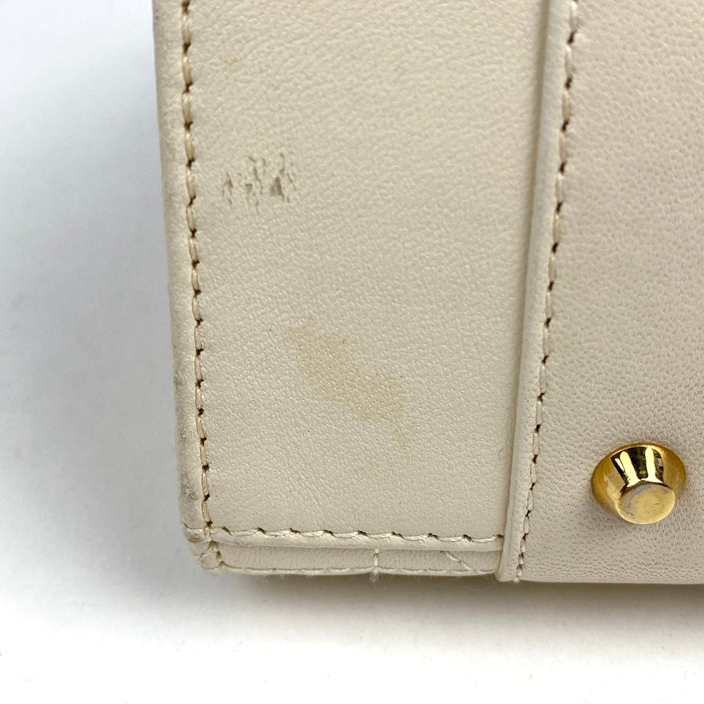 クリスチャンディオール カナージュ ハンドバッグ レザー アイボリー レディース 【中古】brbag