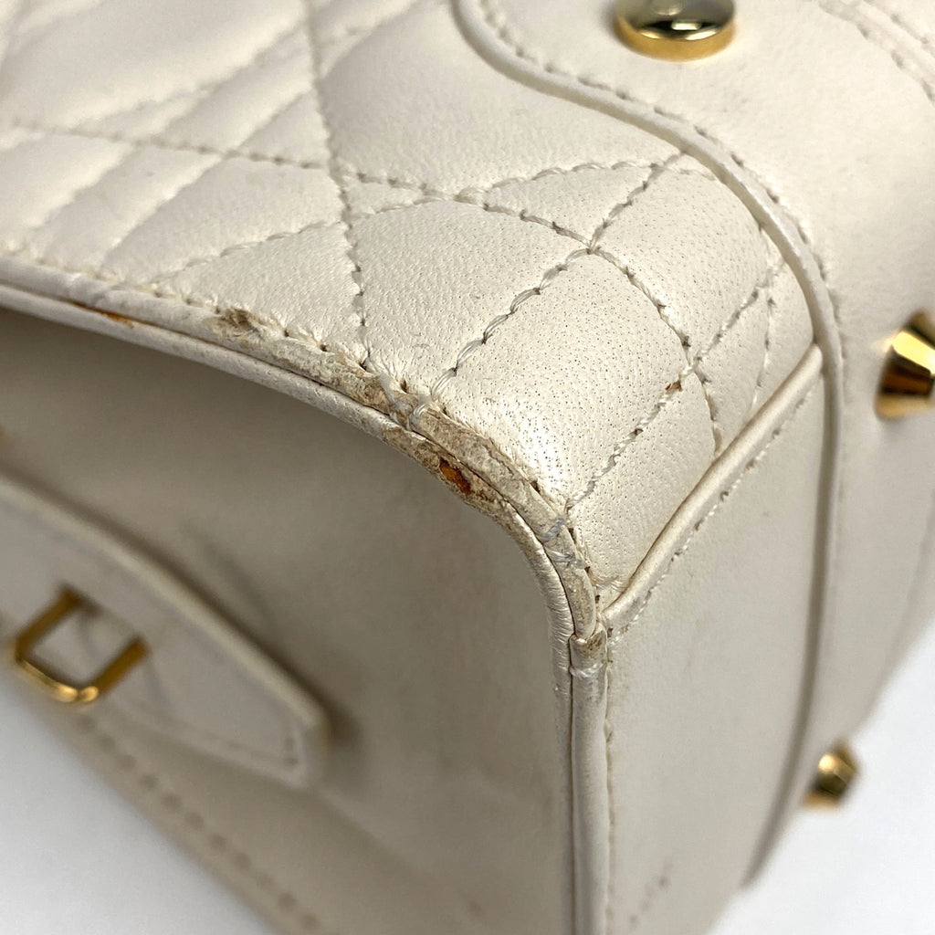 クリスチャンディオール カナージュ ハンドバッグ レザー アイボリー レディース 【中古】brbag