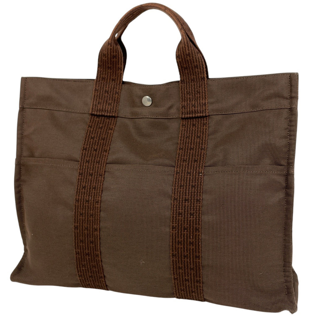 エルメス エールライン トート MM ハンドバッグ トートバッグ ナイロンキャンバス ブラウン レディース 【中古】brbag