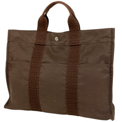 エルメス エールライン トート MM ハンドバッグ トートバッグ ナイロンキャンバス ブラウン レディース 【中古】brbag