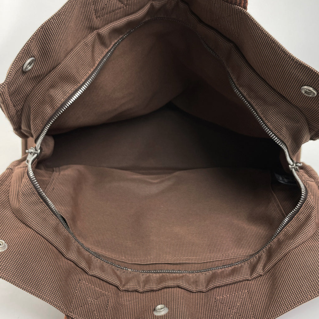 エルメス エールライン トート MM ハンドバッグ トートバッグ ナイロンキャンバス ブラウン レディース 【中古】brbag