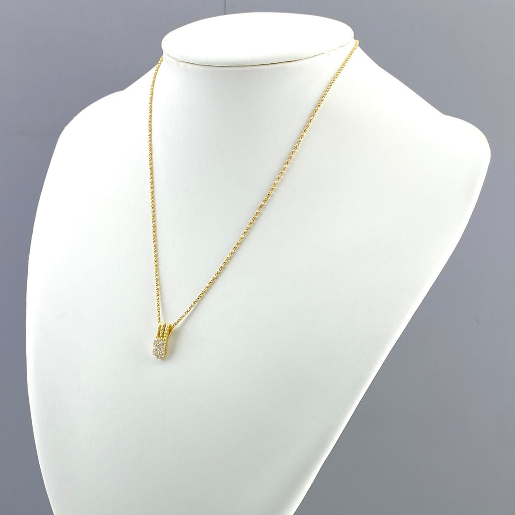 星の砂 メレダイヤ デザインネックレス YG イエローゴールド ペンダント ネックレス K18 ダイヤモンド レディース 【中古】brjwl