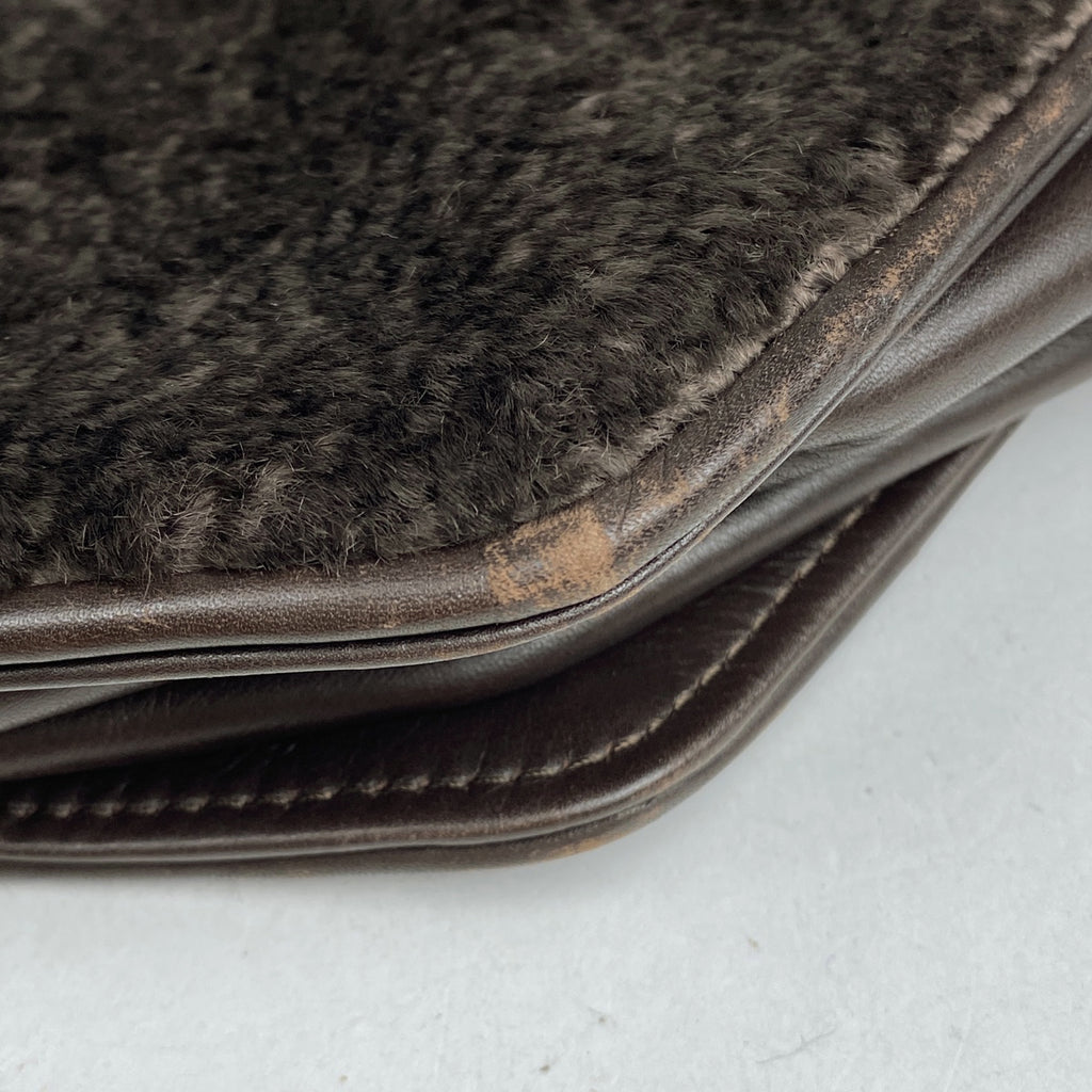 フェンディ ロゴ ショルダーバッグ 斜め掛け がま口 ショルダーバッグ ウール ブラウン レディース 【中古】brbag