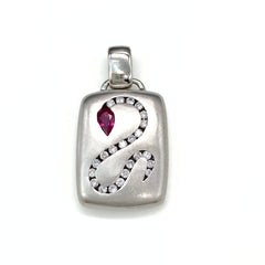スネークモチーフ ペンダントトップ プラチナ メレダイヤ 蛇 ペンダントトップ Pt900 ルビー ダイヤモンド レディース 【中古】nbjwl