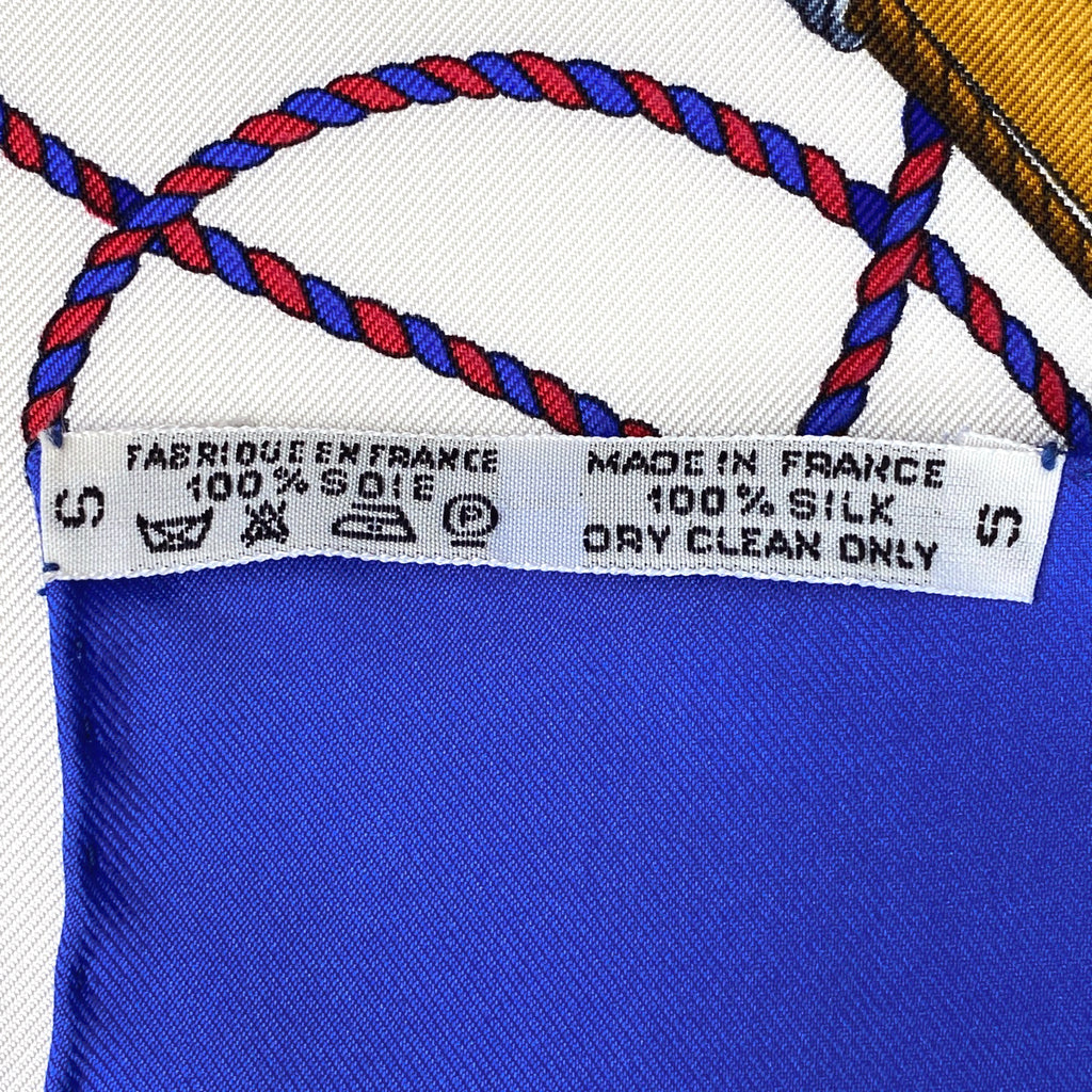 エルメス カレ 90 LES TAMBOURS タンブールの太鼓 王冠 スカーフ シルク ブルー マルチカラー レディース 【中古】brbag