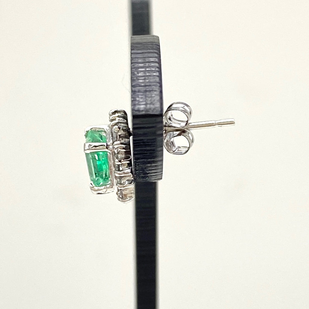 エメラルド デザインピアス プラチナ メレダイヤ ピアス Pt900 エメラルド ダイヤモンド レディース 【中古】nbjwl