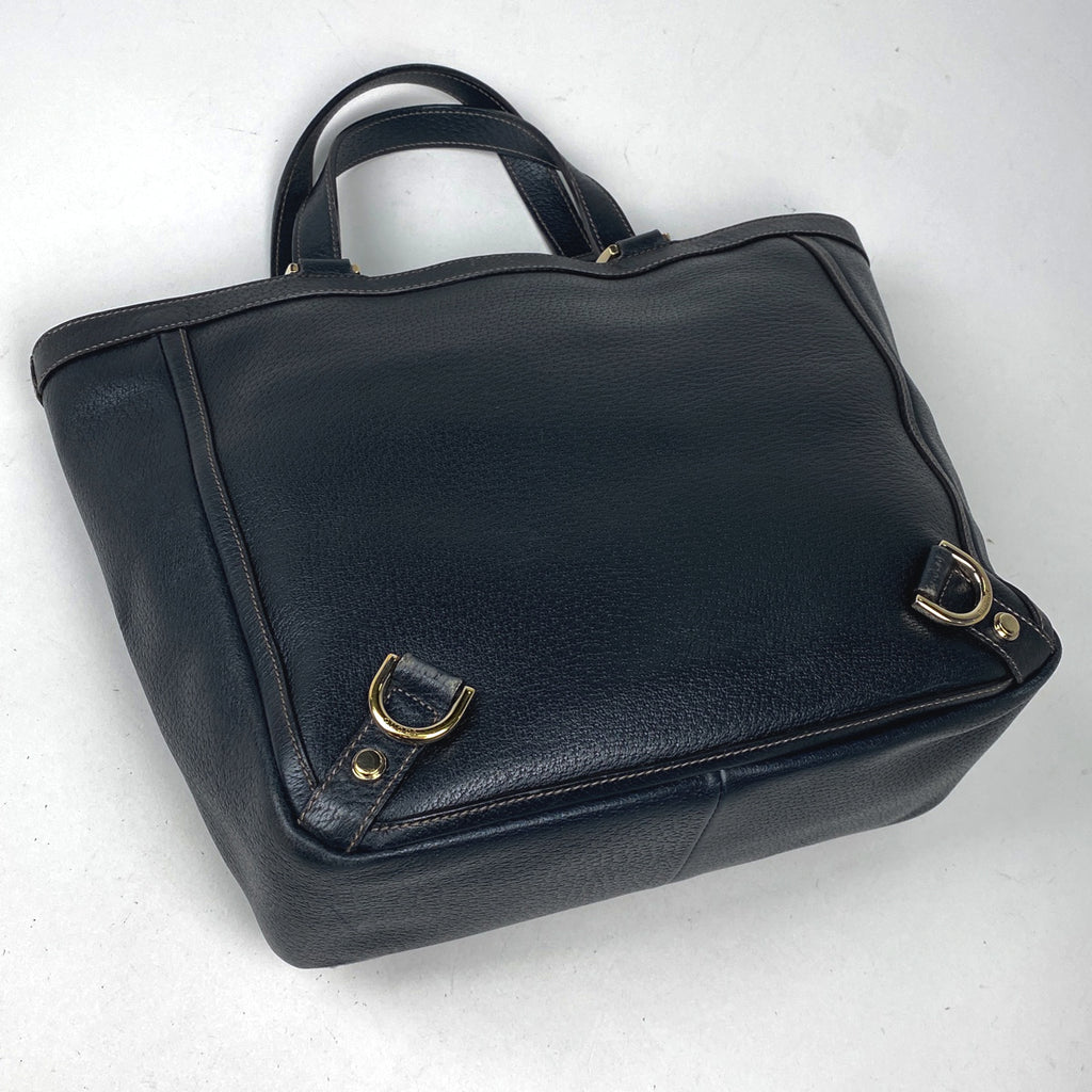 グッチ ロゴ トートバッグ GG柄 アビー ハンドバッグ トートバッグ レザー ネイビー 130739 レディース 【中古】brbag