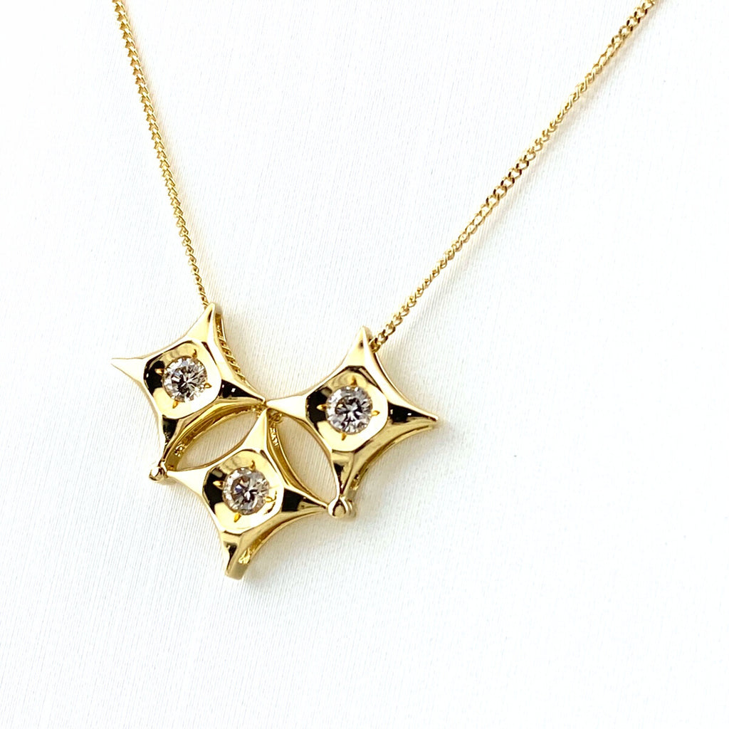 メレダイヤ デザインネックレス YG イエローゴールド ペンダント ネックレス K18 ダイヤモンド レディース 【中古】nbjwl