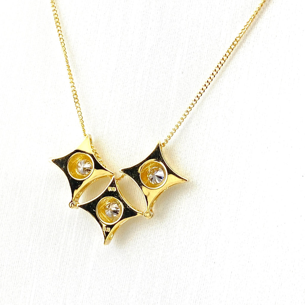 メレダイヤ デザインネックレス YG イエローゴールド ペンダント ネックレス K18 ダイヤモンド レディース 【中古】nbjwl