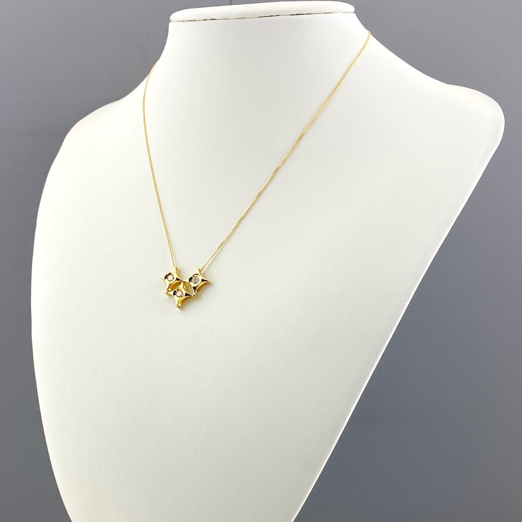 メレダイヤ デザインネックレス YG イエローゴールド ペンダント ネックレス K18 ダイヤモンド レディース 【中古】nbjwl