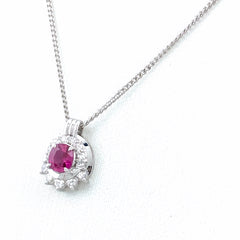 ルビー デザインネックレス プラチナ ペンダント メレダイヤ ダイヤモンド ネックレス Pt900 Pt850 ルビー レディース 【中古】nbjwl