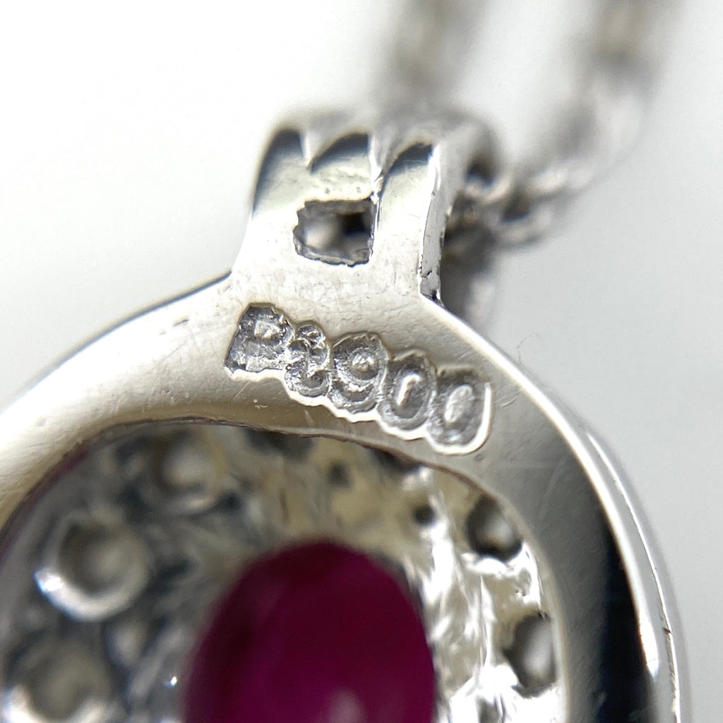 ルビー デザインネックレス プラチナ ペンダント メレダイヤ ダイヤモンド ネックレス Pt900 Pt850 ルビー レディース 【中古】nbjwl