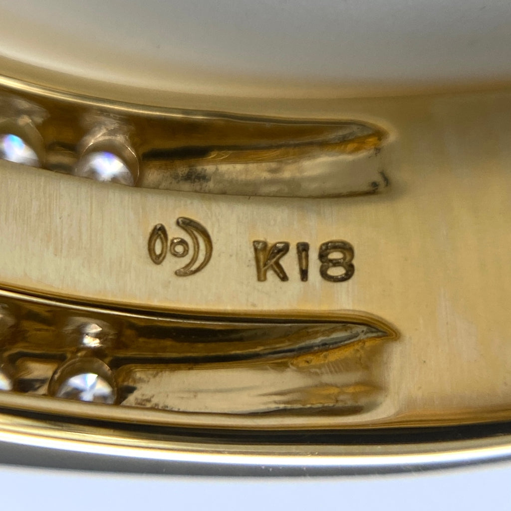タサキ シトリン デザインリング YG イエローゴールド 指輪 メレダイヤ シェル リング 12.5号 K18 シトリン ダイヤモンド レディース 【中古】brjwl