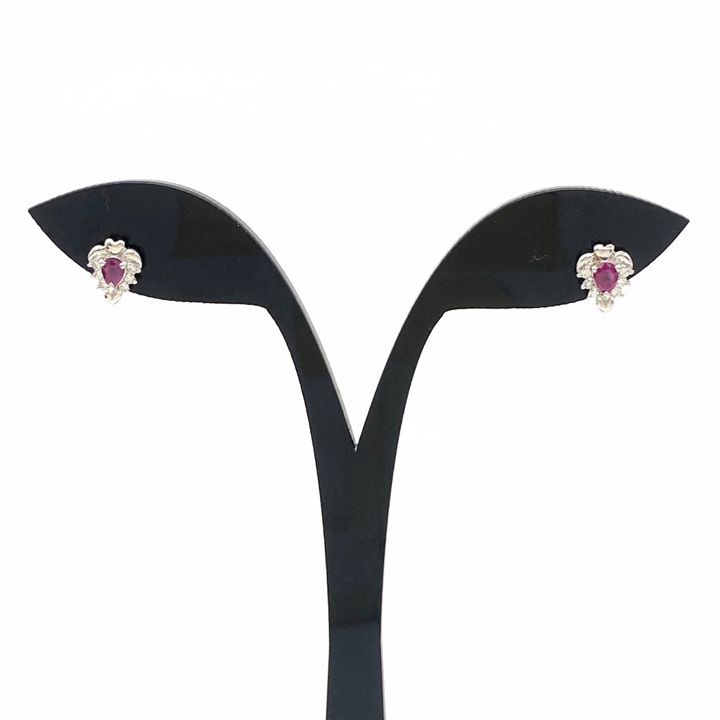 ルビー デザインピアス プラチナ メレダイヤ ピアス Pt850 ルビー ダイヤモンド レディース 【中古】nbjwl