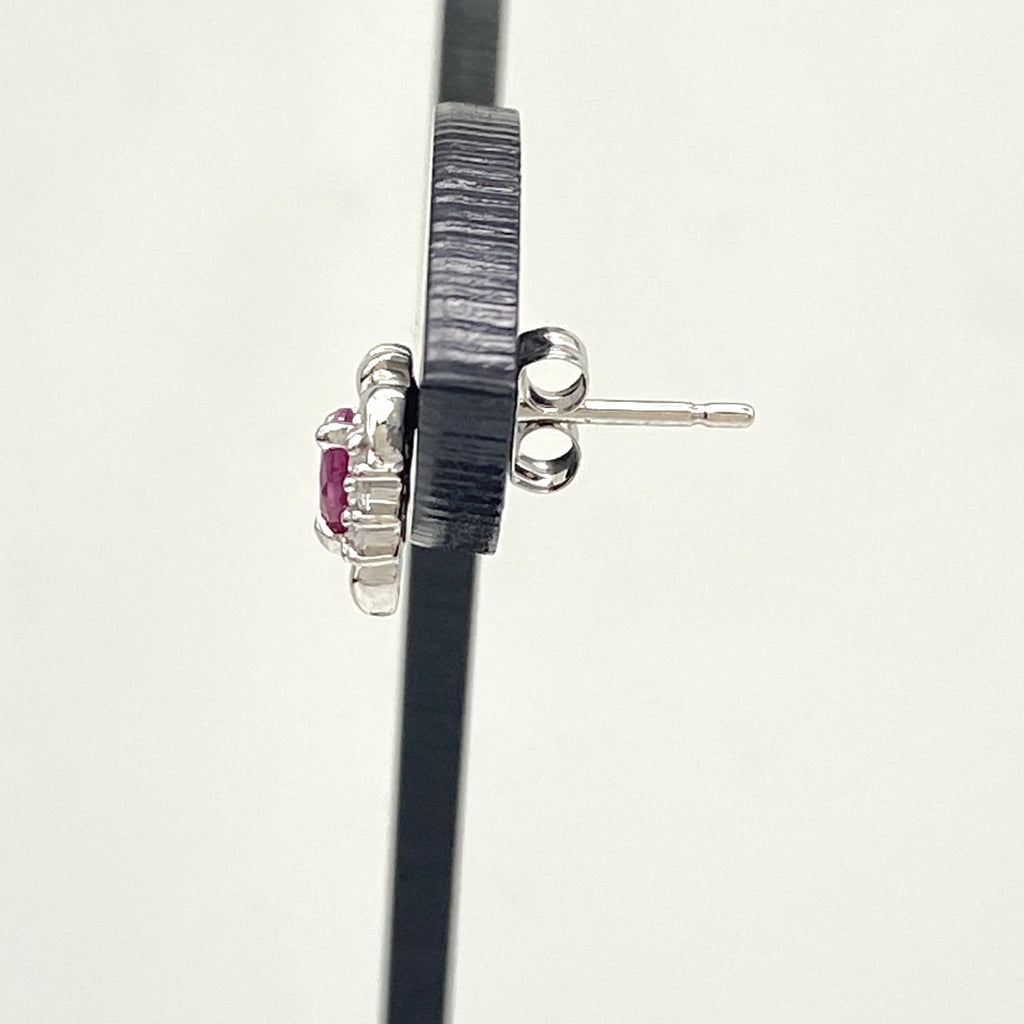 ルビー デザインピアス プラチナ メレダイヤ ピアス Pt850 ルビー ダイヤモンド レディース 【中古】nbjwl