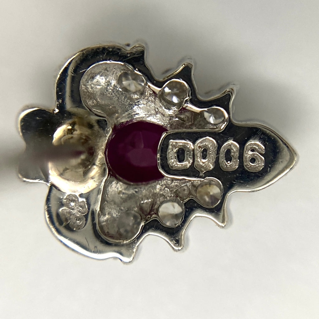 ルビー デザインピアス プラチナ メレダイヤ ピアス Pt850 ルビー ダイヤモンド レディース 【中古】nbjwl