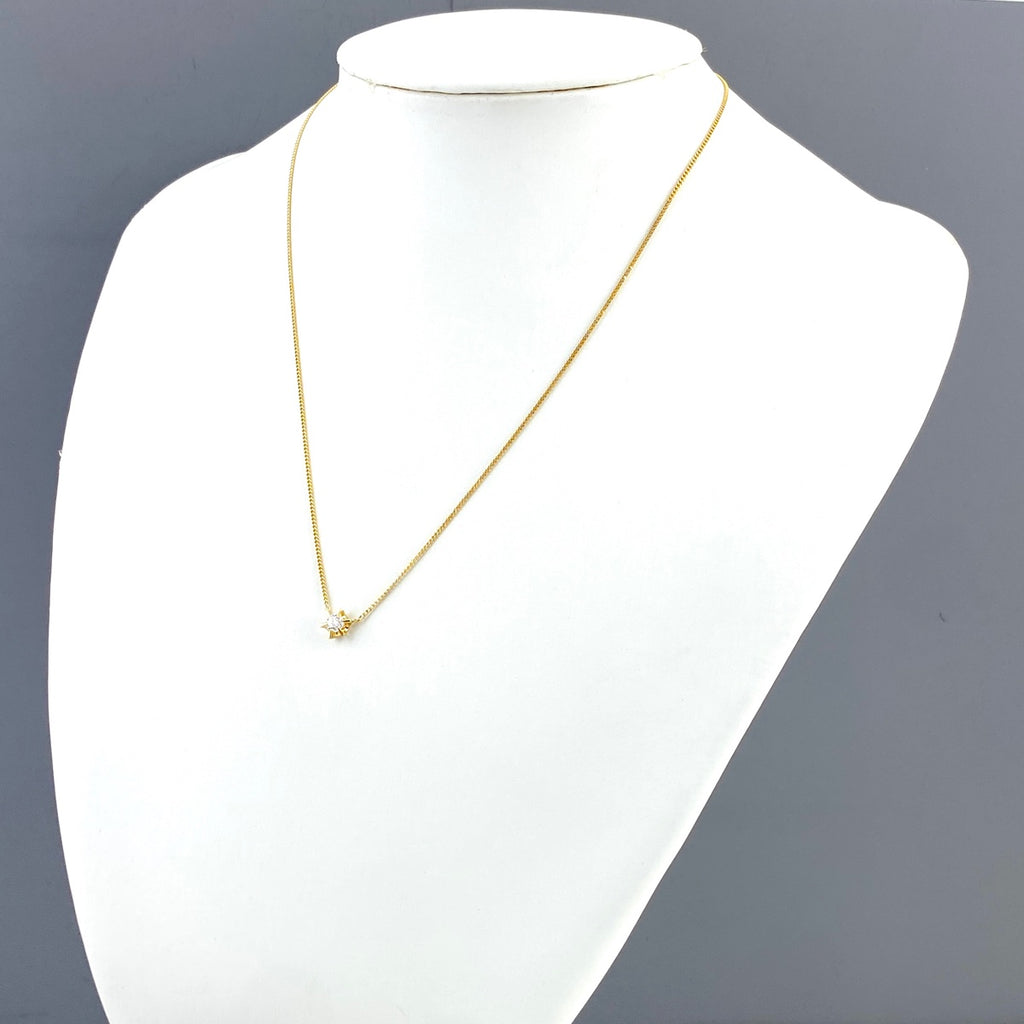 ダイヤモンド デザインネックレス YG イエローゴールド ペンダント ネックレス K18 ダイヤモンド レディース 【中古】nbjwl