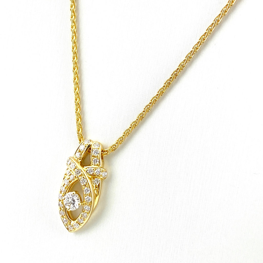 星の砂 メレダイヤ デザインネックレス YG イエローゴールド ペンダント ネックレス K18 ダイヤモンド レディース 【中古】brjwl