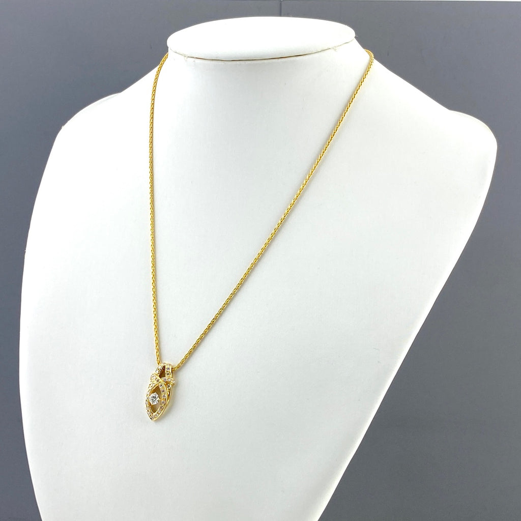 星の砂 メレダイヤ デザインネックレス YG イエローゴールド ペンダント ネックレス K18 ダイヤモンド レディース 【中古】brjwl