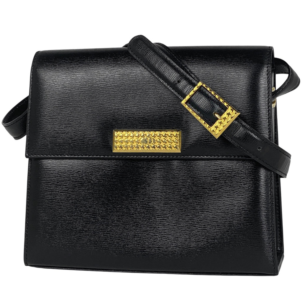 クリスチャンディオール ロゴ ショルダーバッグ 斜め掛け ショルダーバッグ レザー ブラック レディース 【中古】brbag