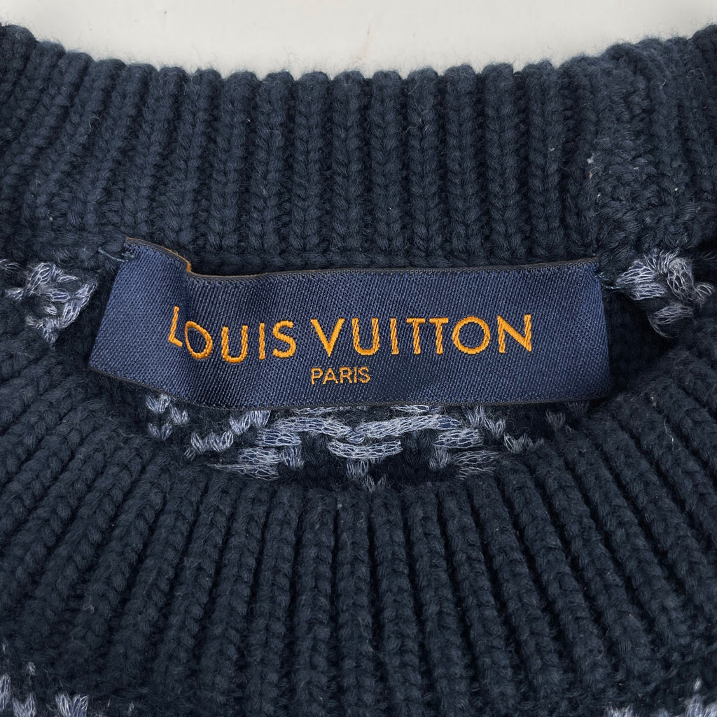 ルイ・ヴィトン モノグラムフラワー セーター ニット 厚手 トップス セーター ナイロン レーヨン ウール ネイビー メンズ 【中古】brapp