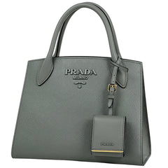プラダ モノクローム スモールバッグ 2WAY ショルダーバッグ ハンドバッグ レザー グレー 1BA156 レディース 【中古】brbag