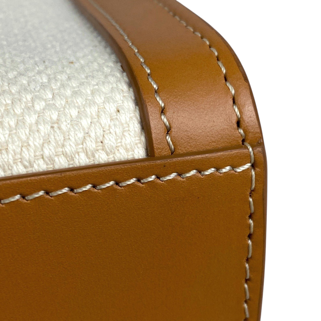 セリーヌ ミニ バーティカル カバ 2WAY ショルダーバッグ ハンドバッグ キャンバス アイボリー ブラウン レディース 【中古】brbag