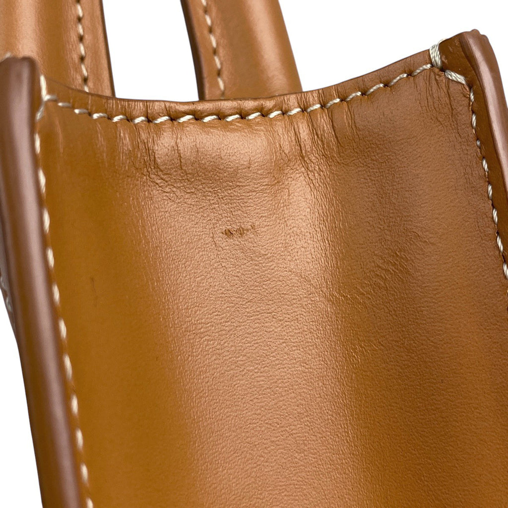 セリーヌ ミニ バーティカル カバ 2WAY ショルダーバッグ ハンドバッグ キャンバス アイボリー ブラウン レディース 【中古】brbag