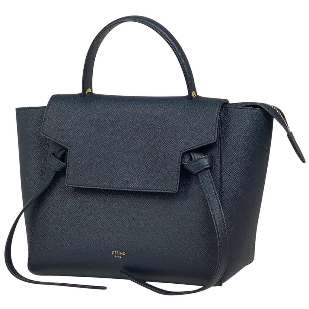 セリーヌ マイクロ ベルトバッグ 2WAY ショルダーバッグ ハンドバッグ レザー ネイビー レディース 【中古】brbag