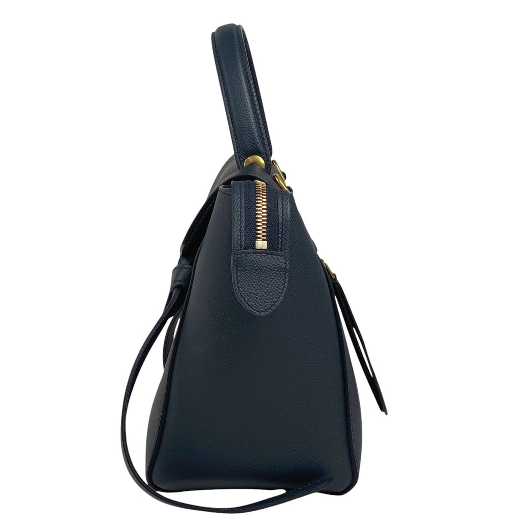 セリーヌ マイクロ ベルトバッグ 2WAY ショルダーバッグ ハンドバッグ レザー ネイビー レディース 【中古】brbag