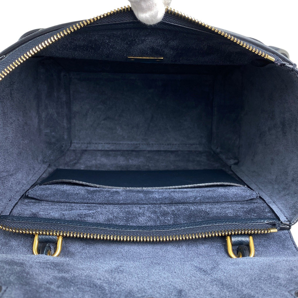 セリーヌ マイクロ ベルトバッグ 2WAY ショルダーバッグ ハンドバッグ レザー ネイビー レディース 【中古】brbag