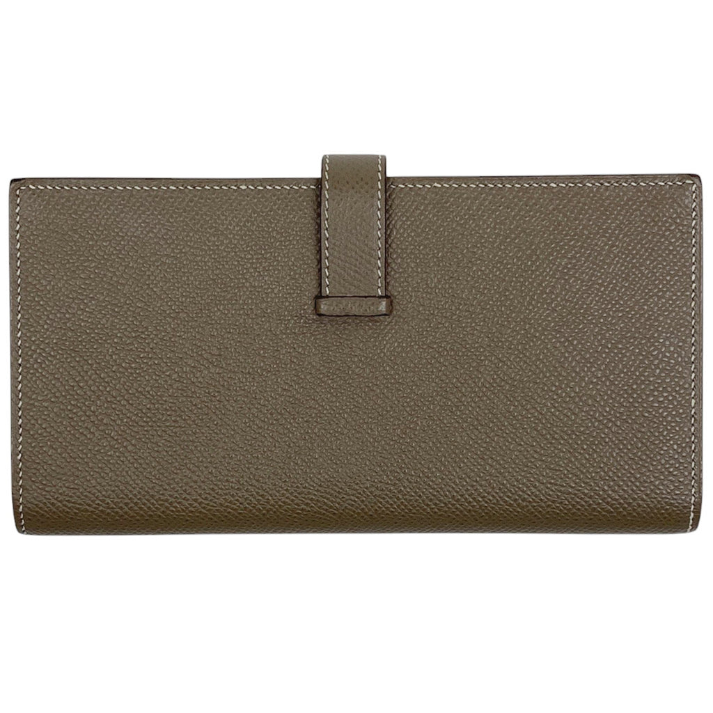 エルメス ベアン クラシック 二つ折り Ｈロゴ 長財布 ヴォーエプソン エトゥープ C レディース 【中古】brbag