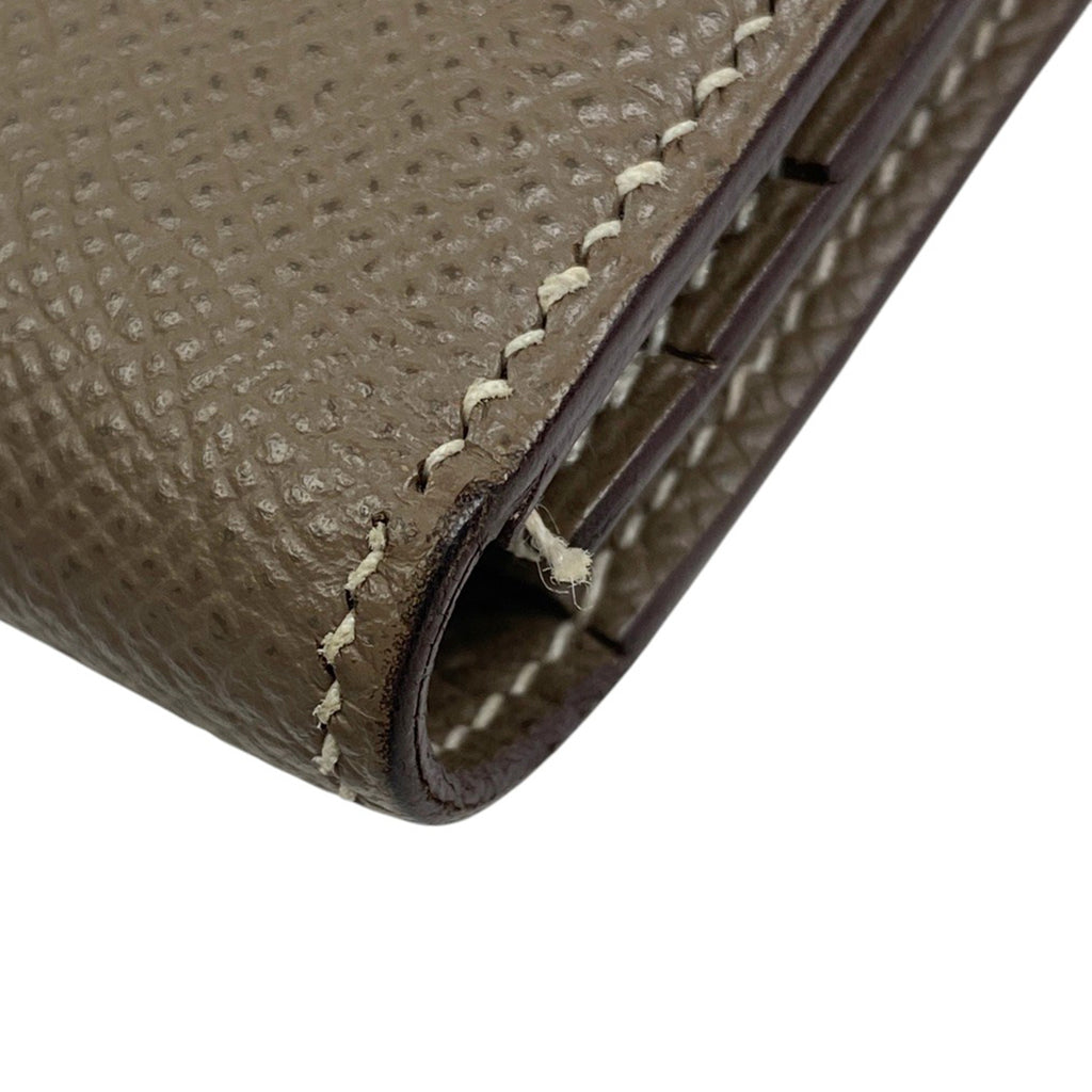 エルメス ベアン クラシック 二つ折り Ｈロゴ 長財布 ヴォーエプソン エトゥープ C レディース 【中古】brbag