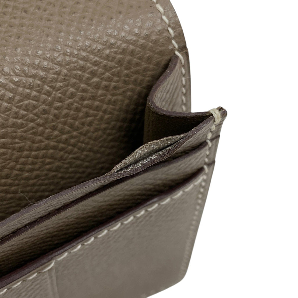 エルメス ベアン クラシック 二つ折り Ｈロゴ 長財布 ヴォーエプソン エトゥープ C レディース 【中古】brbag