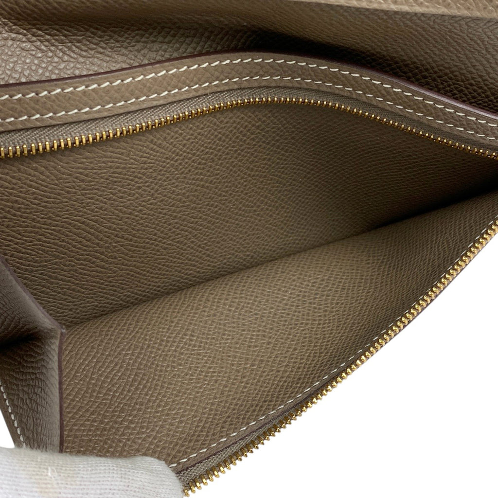 エルメス ベアン クラシック 二つ折り Ｈロゴ 長財布 ヴォーエプソン エトゥープ C レディース 【中古】brbag
