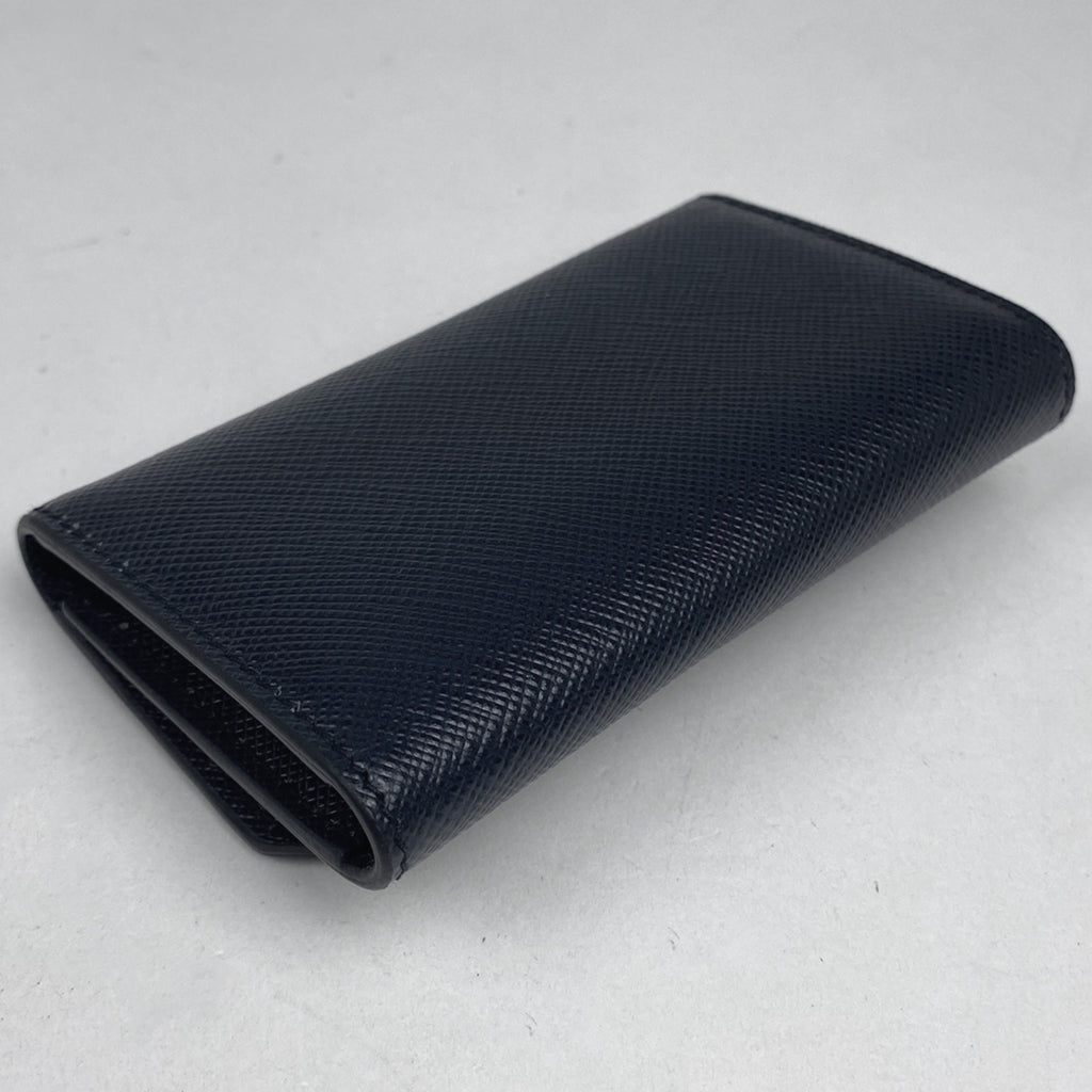 プラダ ロゴ 6連 キーケース キーフック 鍵入れ キーケース サフィアーノレザー ネイビー 2PG222 レディース 【中古】brbag