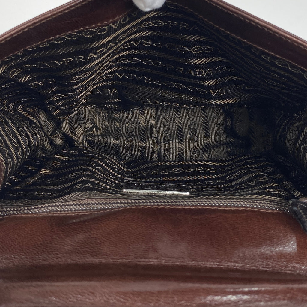 プラダ ロゴ チェーン ショルダーバッグ ワンショルダー ショルダーバッグ レザー ブラウン レディース 【中古】brbag