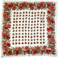 イヴ・サンローラン フラワー柄 スカーフ 花柄 シアー スカーフ スカーフ シルク ホワイト レッド レディース 【中古】brbag