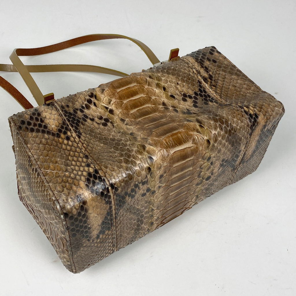 フェンディ ズッカロゴ ハンドバッグ 肩掛け ハンドバッグ パイソン ブラウン レディース 【中古】brbag