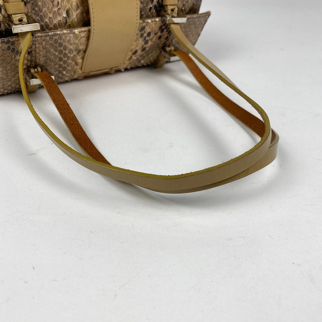 フェンディ ズッカロゴ ハンドバッグ 肩掛け ハンドバッグ パイソン ブラウン レディース 【中古】brbag